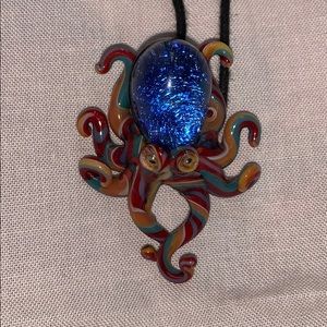 Blown glass octopus pendant
